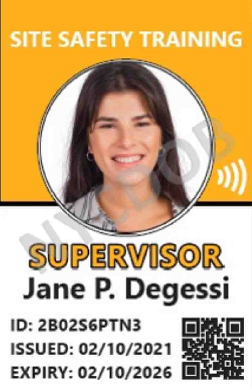 Example of a valid 16-hour wallet Card for SST 16-hour supervisor refresher